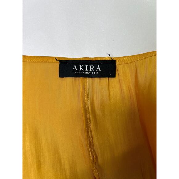 Akira Chicago Wrap Blouse in Marigold. Size Large. - Picture 4 of 5